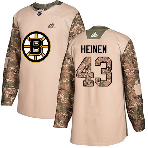 Adidas Bruins #43 Danton Heinen Camo Authentic Veterans Day Stitched NHL Jersey
